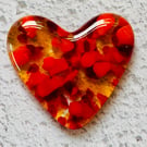 Fused glass love heart blood orange mix