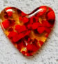 Fused glass love heart blood orange mix