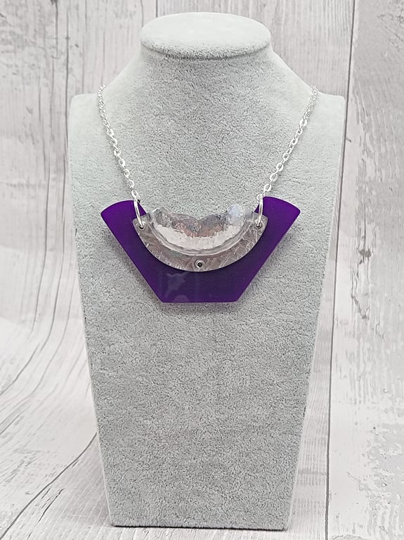 Recycled Aluminium Drink Can Base, Purple Acrylic Shape Necklace Pendant