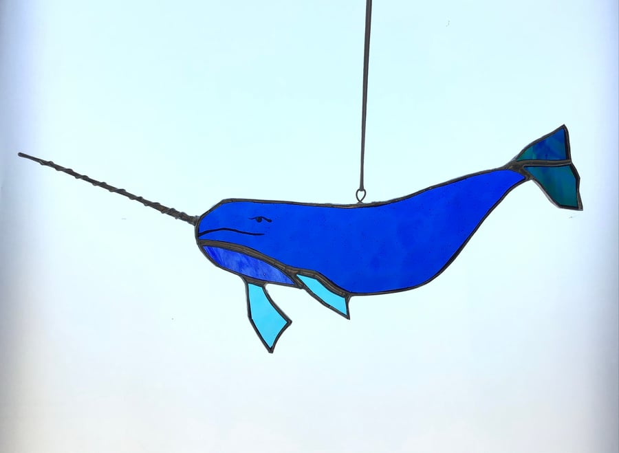 Stained Glass Narwhal hanging