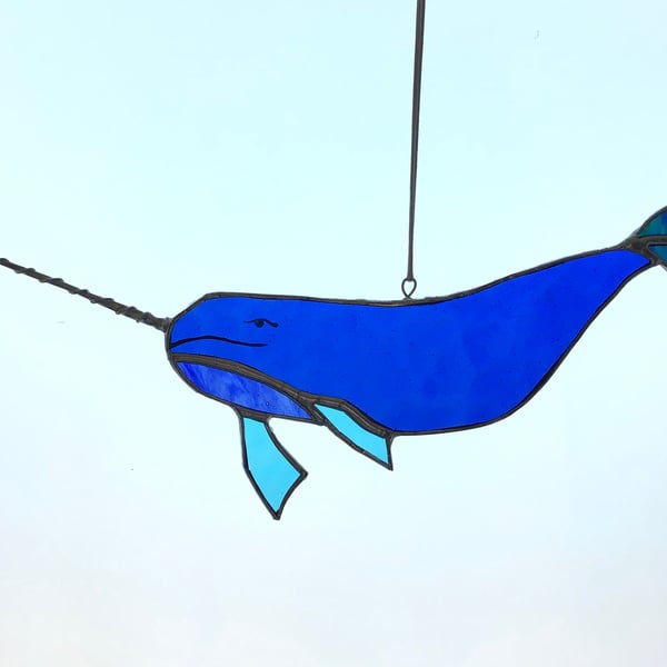 Stained Glass Narwhal hanging