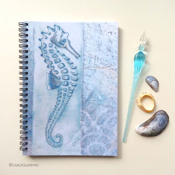 Seahorse design lined A5 notebook 6x8 inch approx