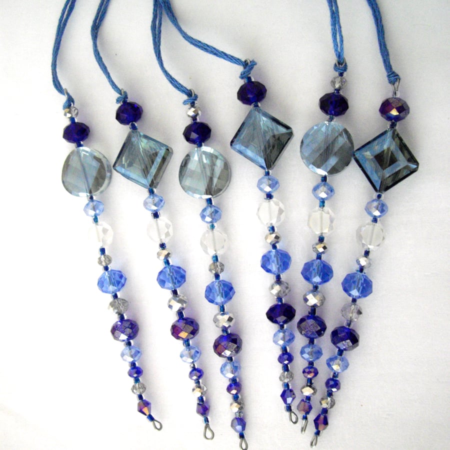 Set of 6 x Hanging Blue Icicle Decorations