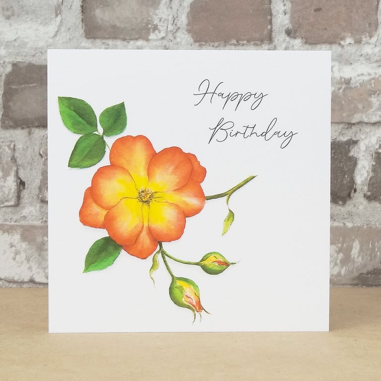 Birthday Card Rose Floral Card
