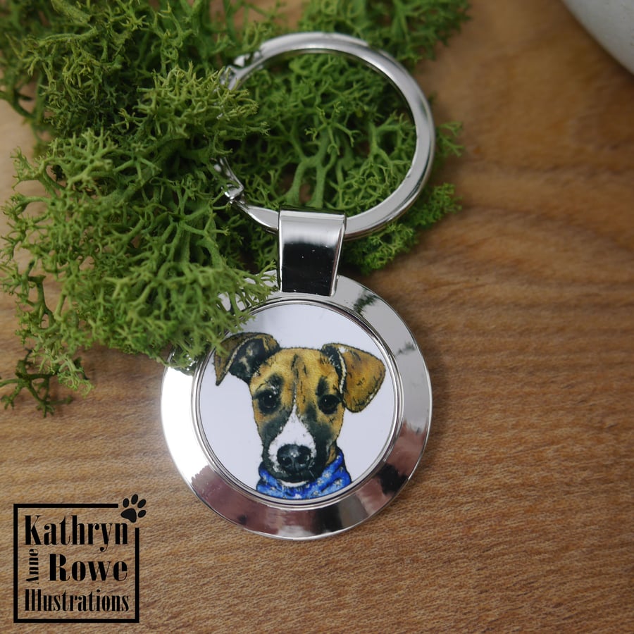 Whippet, Whippet Art, Puppy, Whippet Gift, Keyring, Whippet Keyring, Dog Lover, 