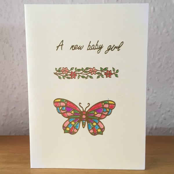 Butterfly New Baby Girl Card