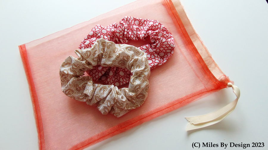 Duo of Autumnal Hair Scrunchies 