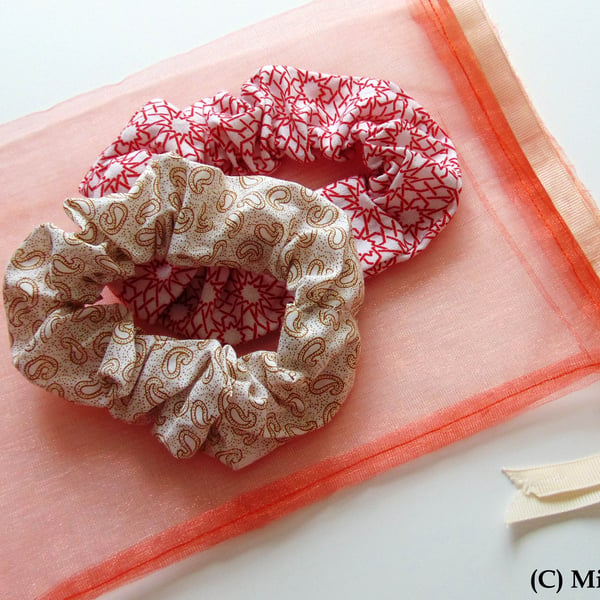 Duo of Autumnal Hair Scrunchies 