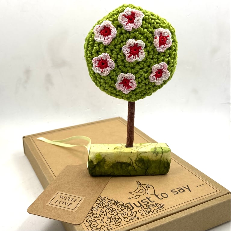 Crochet Blossom Tree in Clay Stand - Alternative to a Greetings Card