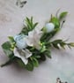 Green Pale Blue & Ivory Regency Botanical Flower Sprig Headpiece 