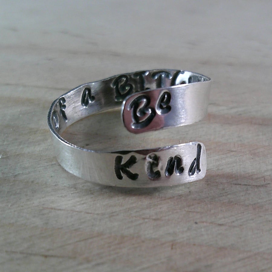 Sterling Silver Hand Stamped Be Kind Of A B----H Adjustable Ring (SKU261124)