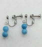 Larimar Drop Earrings with CLIP Ear hooks for non-pierced ears - Image 1