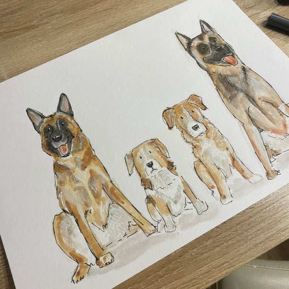 Dotts Doodle A4 sketchbook style Pet portrait