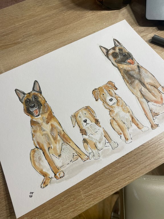 Dotts Doodle A4 sketchbook style Pet portrait