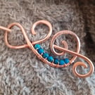 Celtic inspired copper shawl brooch 