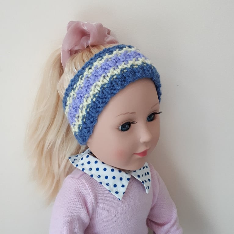 KNITTING PATTERN PDF Moss Stripe Headband for Doll