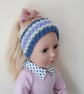 KNITTING PATTERN PDF Moss Stripe Headband for Doll - Image 1
