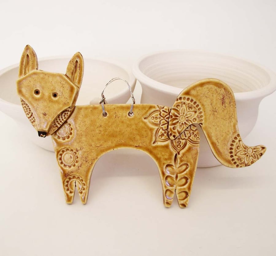 Ceramic fox hanging decoration