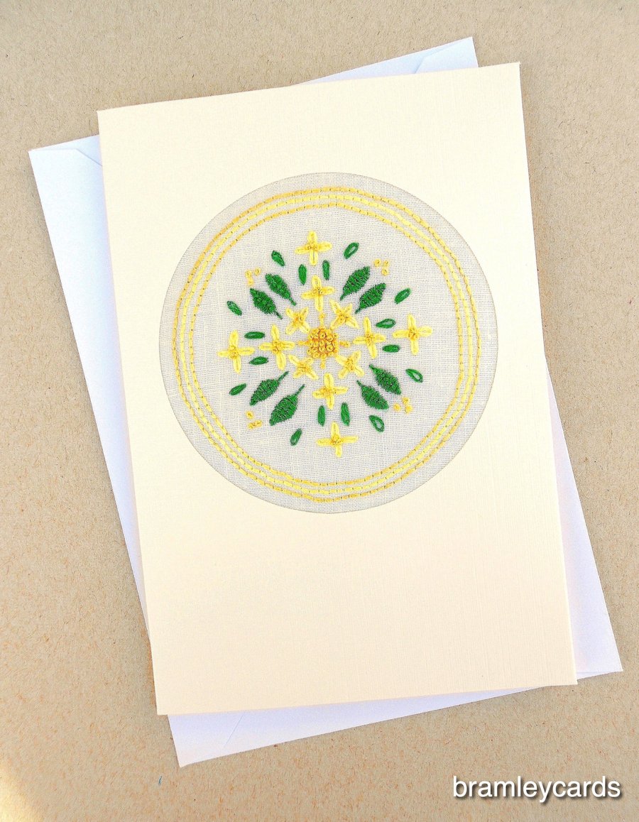 50th Wedding Golden Bells Embroidered Card Birthday. Mother's Day. Easter!