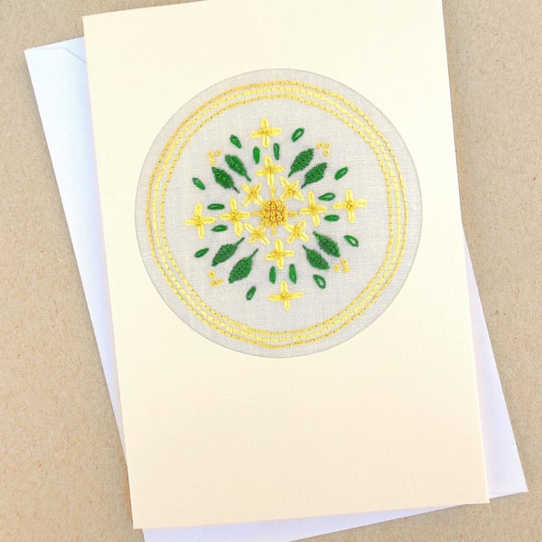 50th Wedding Golden Bells Embroidered Card Birthday. Mother's Day. Easter!