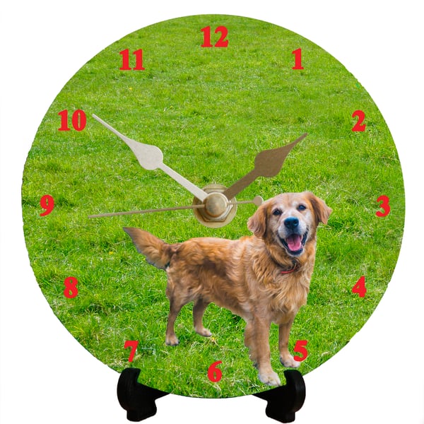 12cm DIY clock kit - Golden Retriever - Wall or desk clock for dog lovers