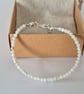 Dainty White Seashell Pearl Handmade Beaded Bracelet  - Image 2