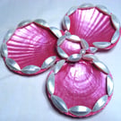 Fuchsia shell trinket dishes with mother of pearl trocha shell