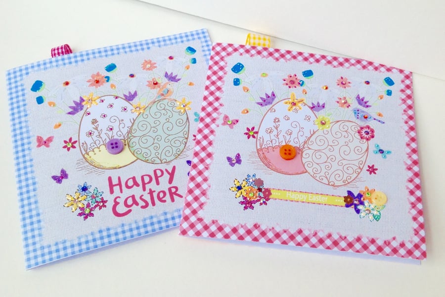 Easter Cards Four PK,Vintage Spring Theme,Handmade,Personalised 
