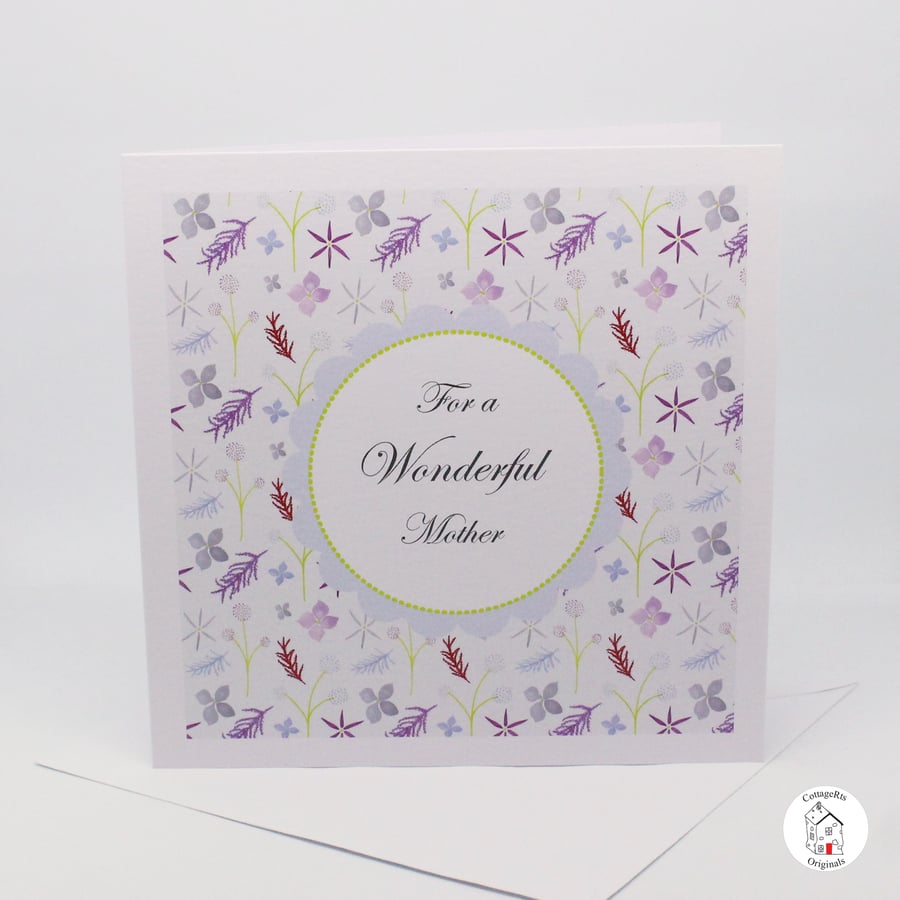Mum Birthday Card Featuring Floral Surface Pattern