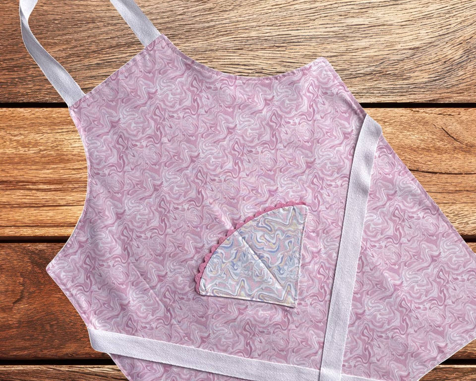 Handmade Children's Apron, Small Apron, Coloured Abstract Design 5-8 yrs-CAPR09