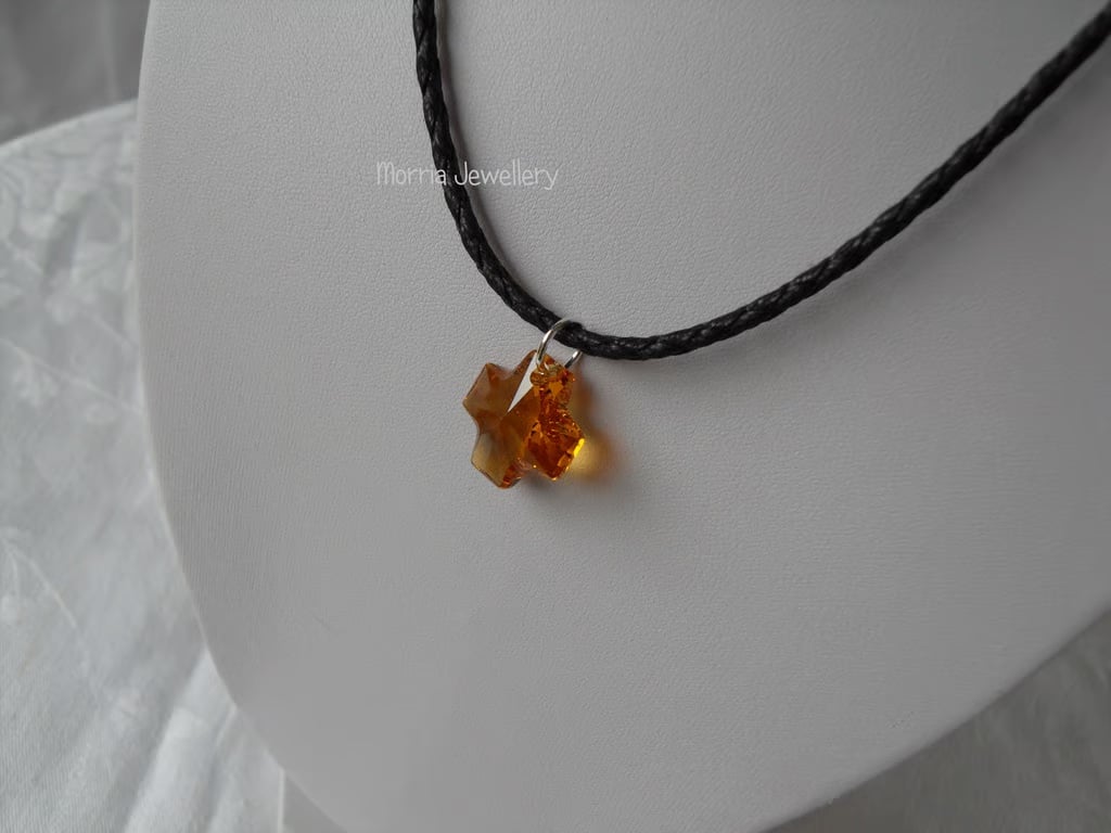 Cross on Waxed Cord Mans Necklace