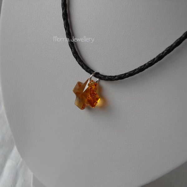 Cross on Waxed Cord Mans Necklace