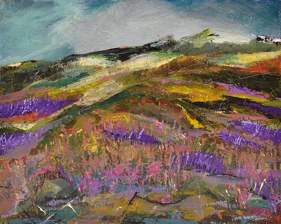 Original Painting of a Scottish Moor. Ready to Hang (10x8 inches)