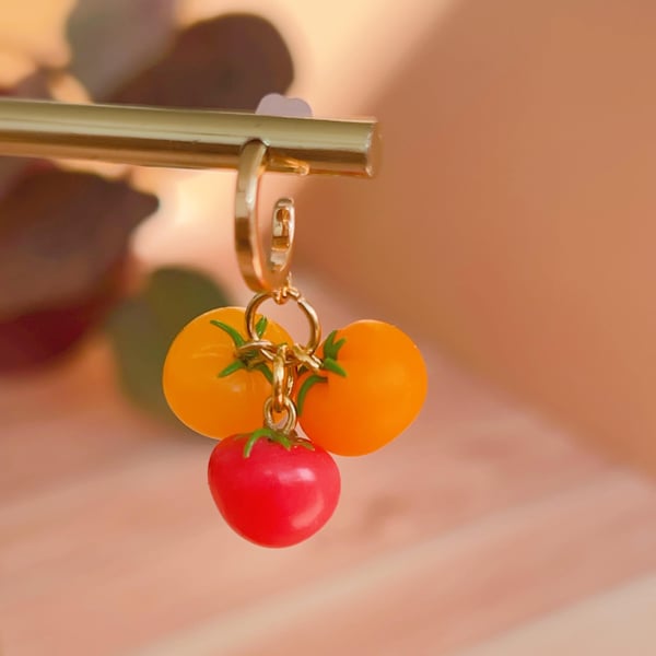 Colorful tomato earrings for gardner, Mini tomato dangle jewelry for gift