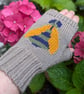 Bee Knitted Fingerless Gloves made in merino wool - Image 2