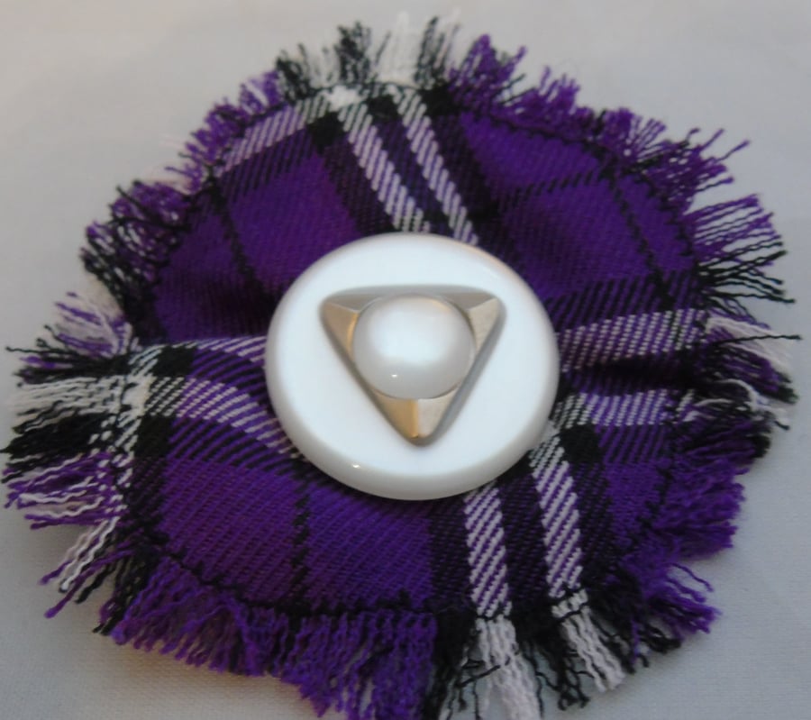 Fabric Brooch - Purple Tartan