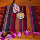 Hand Woven Rich Autumn Berry Altar Mat Table Mat
