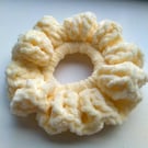 Handmade Butter Yellow Subtle Sparkle Crocheted Ruffle Scrunchie