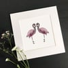 'Flamingo Love' 8" x 8" Mounted Print