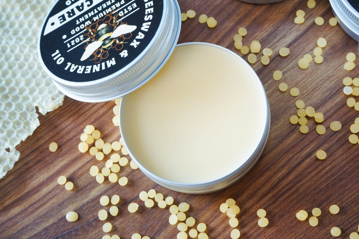 Organic Beeswax & Mineral Oil Wood Balm - Butter 60ml-2oz, Handmade-food safe