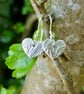 Heart earrings -handmade-sterling silver-handmade jewellery-birch tree design