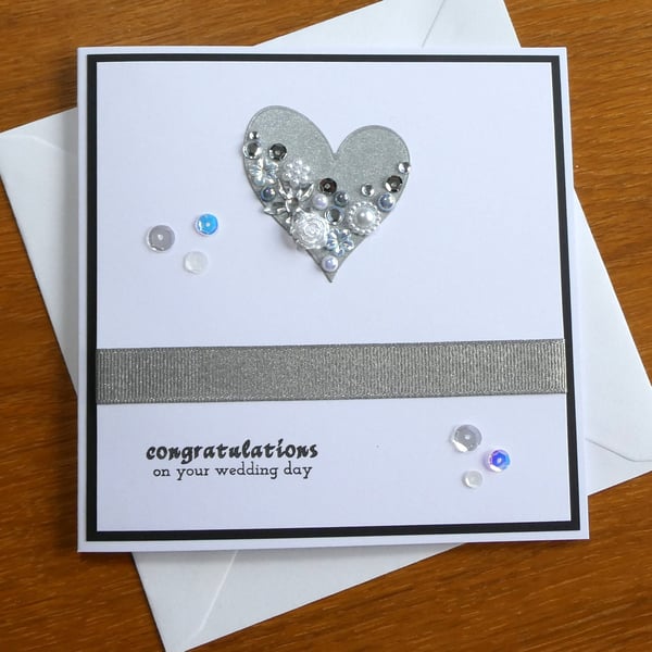 Embellished Heart Wedding Card