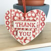 Ceramic heart floral decoration Thank You Teacher Gift Pottery heart Salmon red