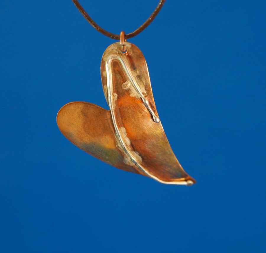 Hook in My Heart Copper & Silver Pendant