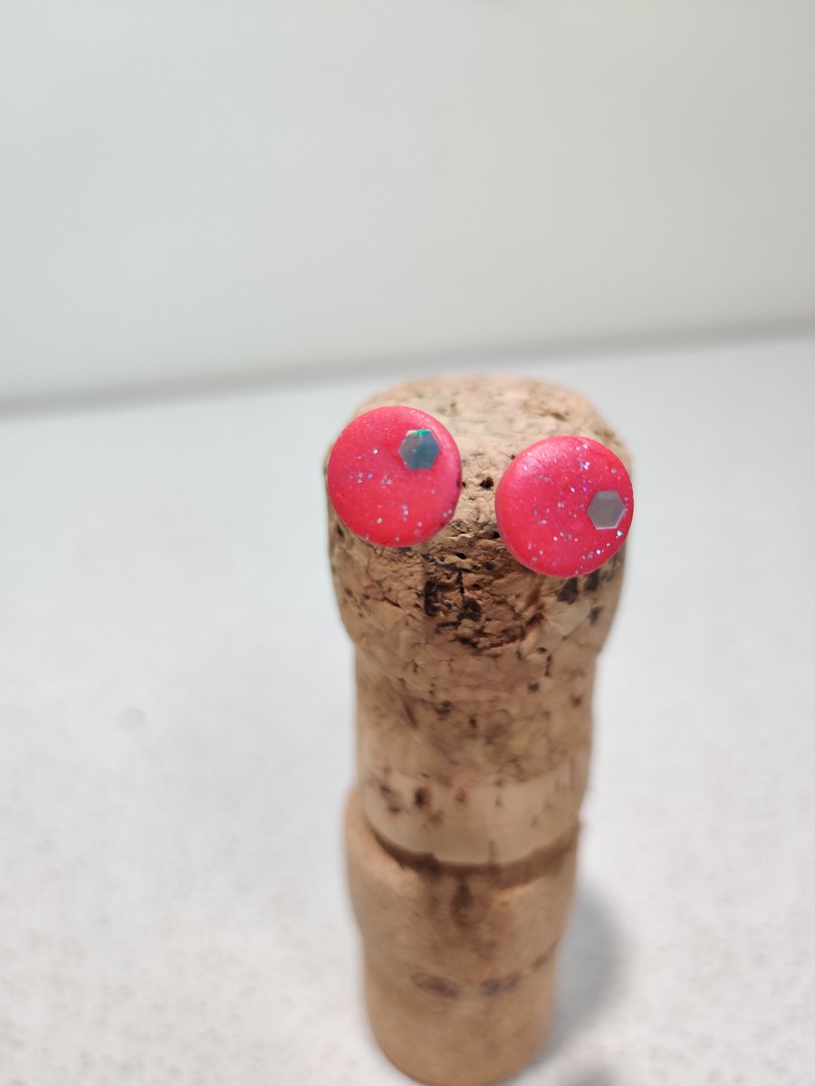 Barbie inspired pink glitter micro studs