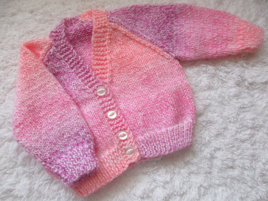 16" Pink Mix V Neck Cardigan