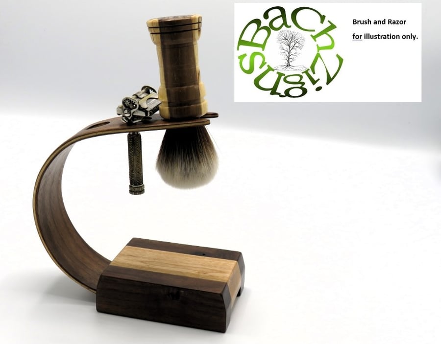 Laminated Black Walnut,Ash,Maple wood Shaving Stand for brush & razor(SKU-SS24) 