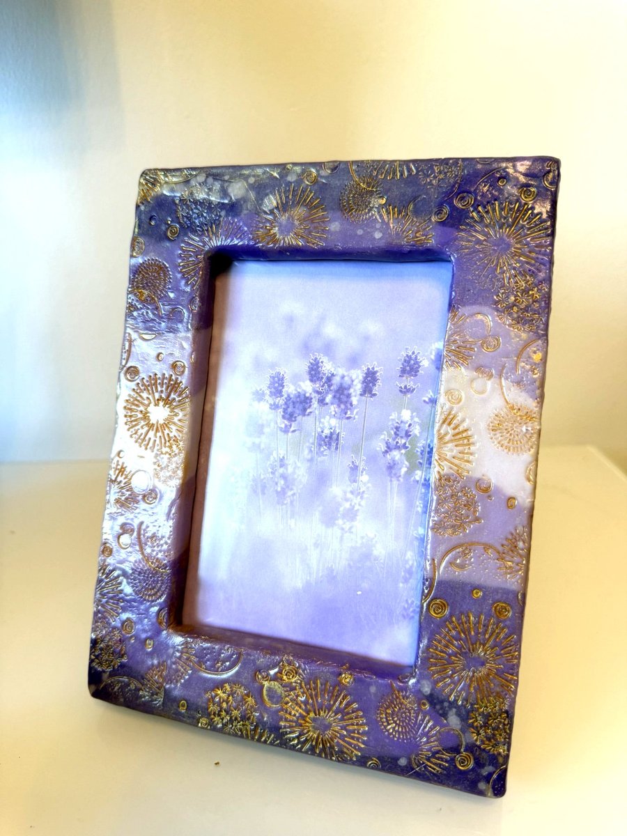 Handmade Purple Gold Photo Frame – Celestial Sunburst Design - Folksy