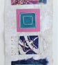Pretty Patterned Pink Blue Teal Handstitched Geometric Small Art Pictures - Image 3