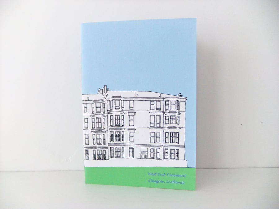 Small Glasgow notebook - handmade journal - blue